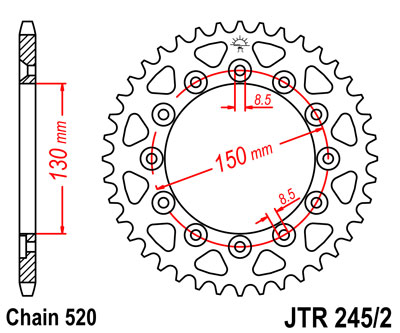 Звезда ведомая ст. JT, JTR245/2.45, (XL 250 Degree MD26)