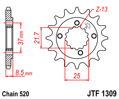 Звезда ведущая JT, JTF1309.15 XR650