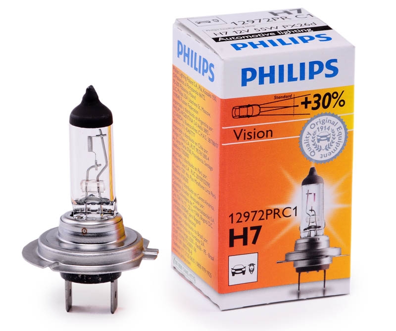 Лампа Philips, H7 12V-55W Premium Vision +30% - купить в