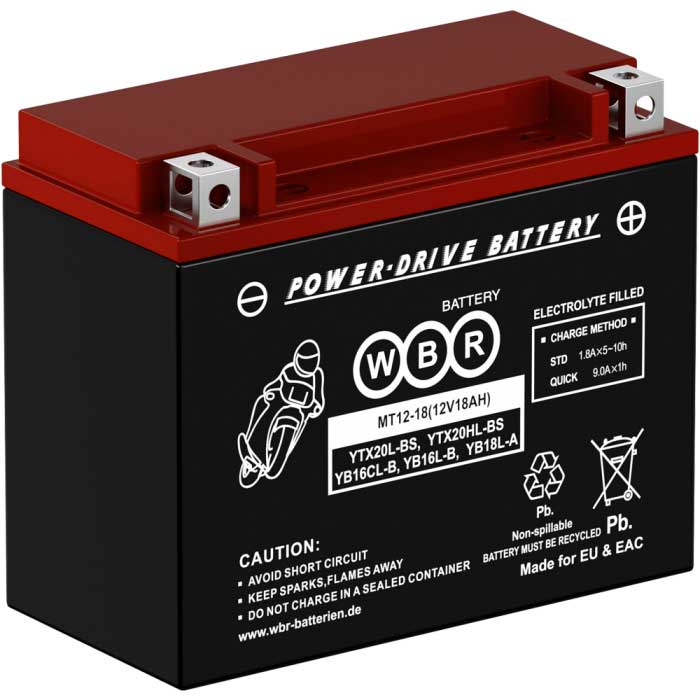 Аккумулятор WBR, AGM SMT12-18 (YTX20L-BS, YTX20HL-BS) (Grizzly, VTX1800)